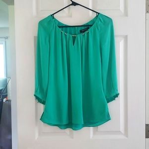 WHBM Green 3/4 Sleeve Shirt